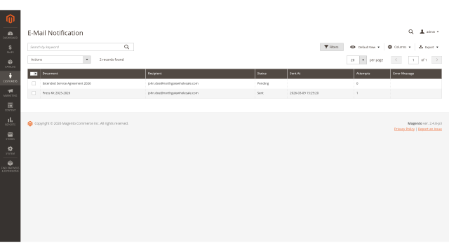 Notificaciones automáticas de documentos
