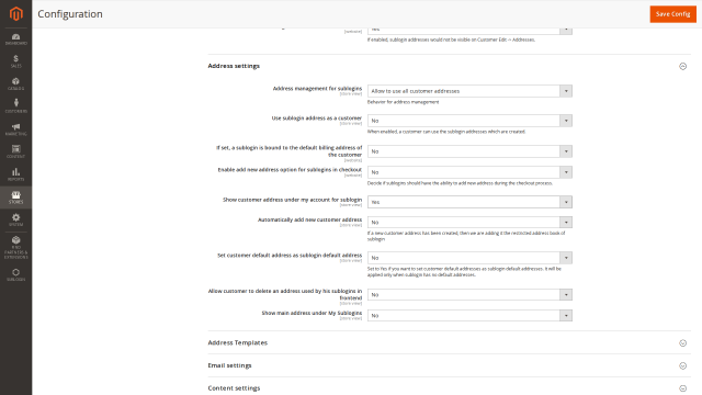 Gestión Flexible de Direcciones para Subcuentas