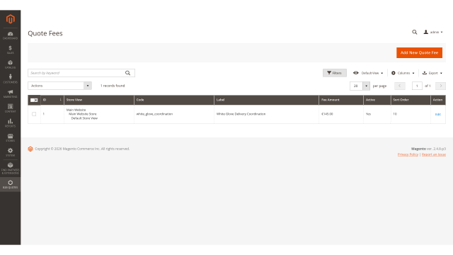 B2B Quote screenshot 3: B2B Quote Admin Quote Fees