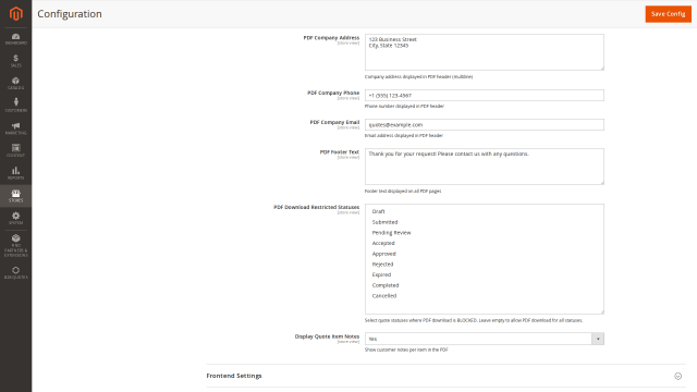 B2B Quote screenshot 6: B2B Quote Config Validation