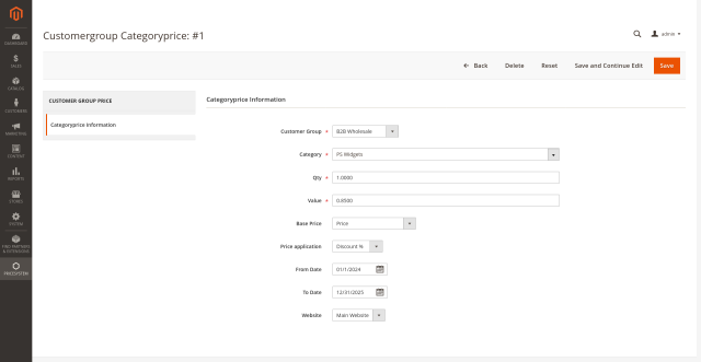 Category Specific Prices screenshot 4: Categoryprice Admin Group Record View