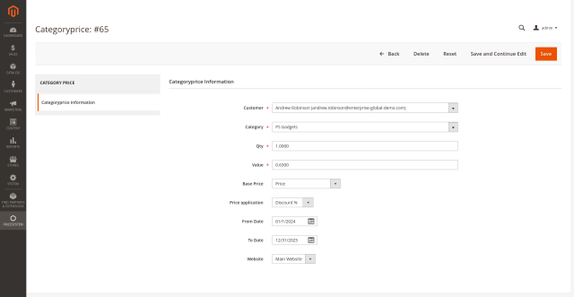 Category Specific Prices screenshot 3: Categoryprice Admin Record View