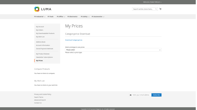 Category Specific Prices screenshot 8: Categoryprice Frontend My Prices Selection Flow