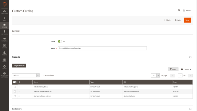 Custom Catalog screenshot 2: Custom Catalog Admin Catalog Edit Products