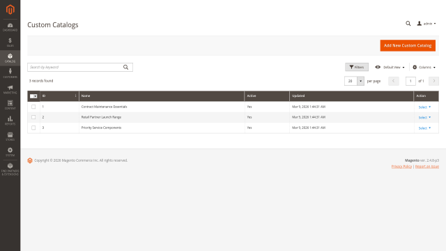 Custom Catalog screenshot 1: Custom Catalog Admin Catalog Grid