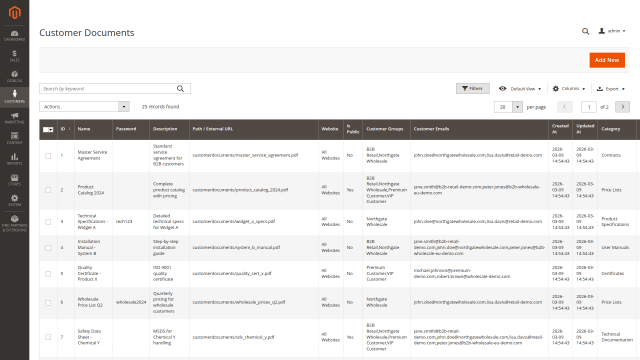 Customer Documents screenshot 1: Customerdocuments Admin Overview
