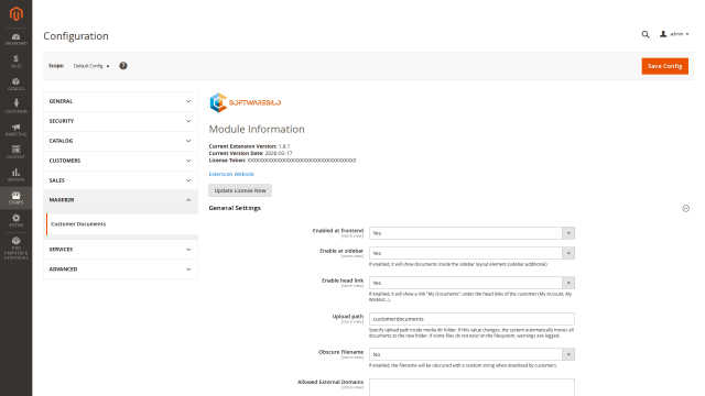 Customer Documents screenshot 6: Customerdocuments Config General Settings 20260311B