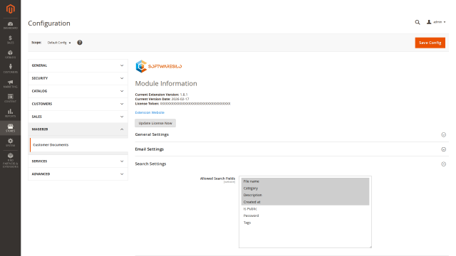 Customer Documents screenshot 8: Customerdocuments Config Tab Email