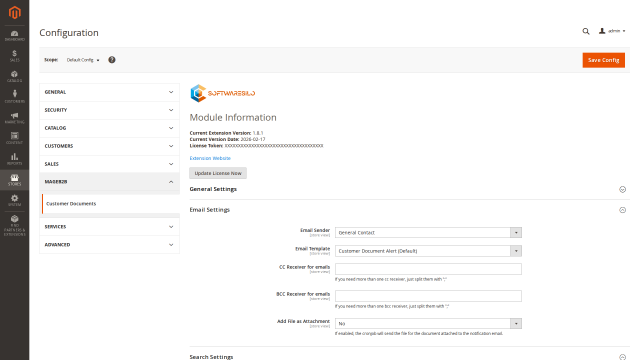 Customer Documents screenshot 7: Customerdocuments Config Tab General