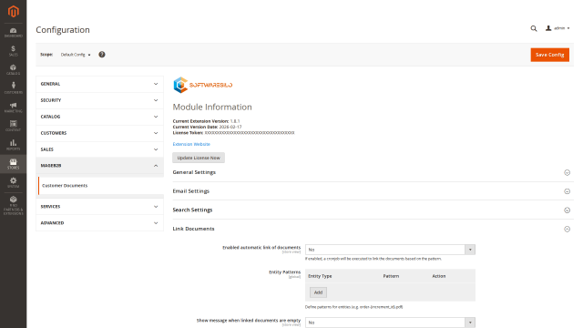Customer Documents screenshot 9: Customerdocuments Config Tab Search