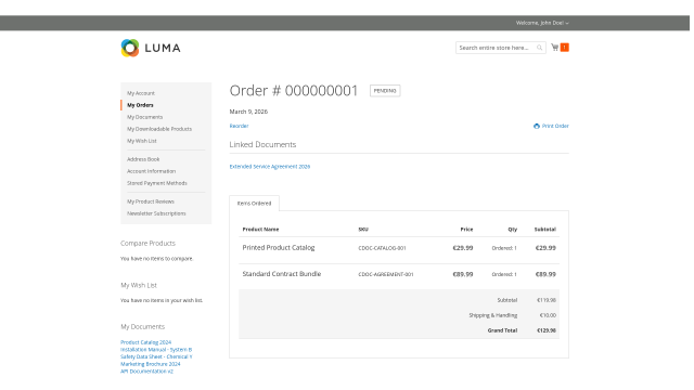 Customer Documents screenshot 5: Customerdocuments Frontend Linked Order View