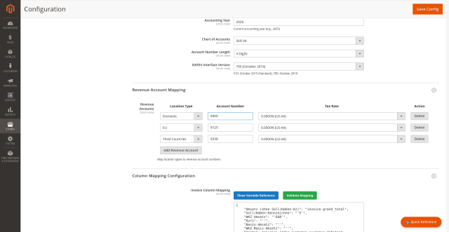 DATEV Export Pro screenshot 6: Datev Config Revenue Accounts