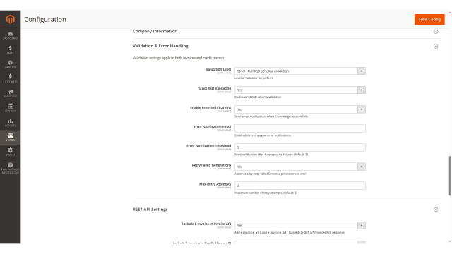 E-Invoice screenshot 9: E Invoice Config Validation Error Handling