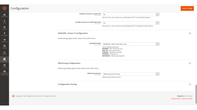 E-Invoice screenshot 12: E Invoice Config Xrechnung