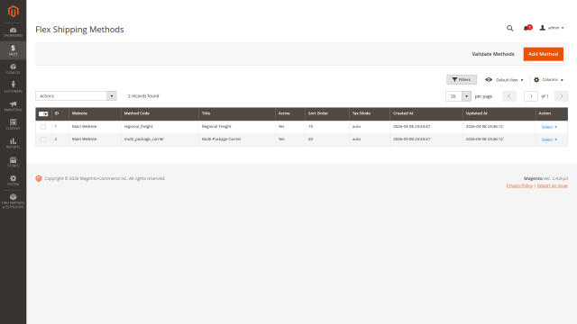 Flex Shipping screenshot 1: 01 Flex Shipping Methods Grid
