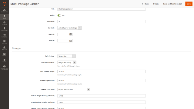 Flex Shipping screenshot 2: 02 Flex Shipping Package Strategy Form