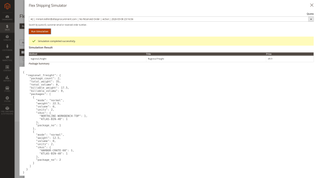 Flex Shipping screenshot 5: 07 Flex Shipping Simulator Result