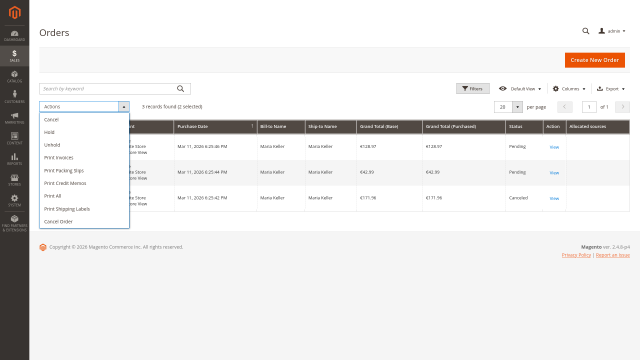 Flexible Order Cancellation screenshot 4: Admin Order Grid Mass Action 20260311