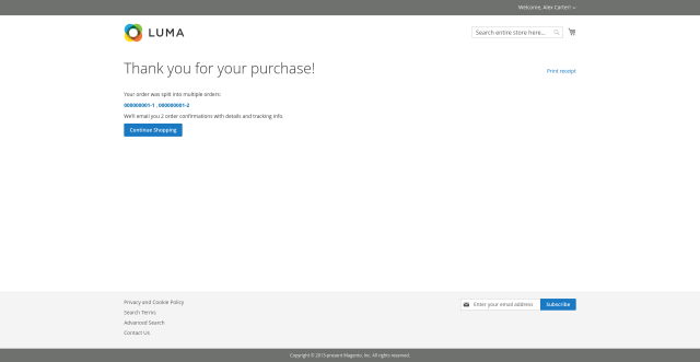 Order Split screenshot 5: Order Split Frontend Checkout Success Split Orders