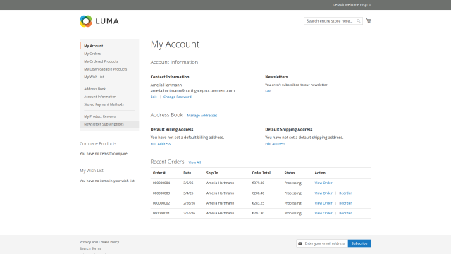 Ordered Products screenshot 1: 01 Ordered Products Account Navigation