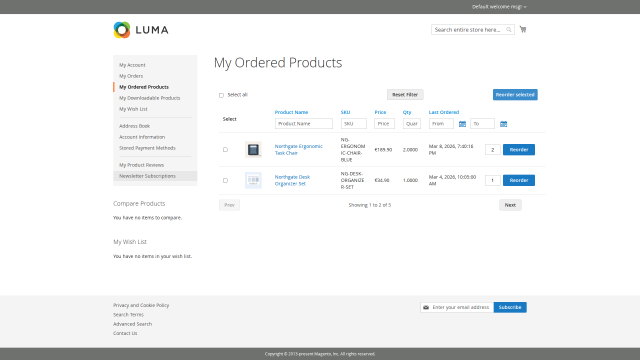 Ordered Products screenshot 2: 02 Ordered Products Grid Overview