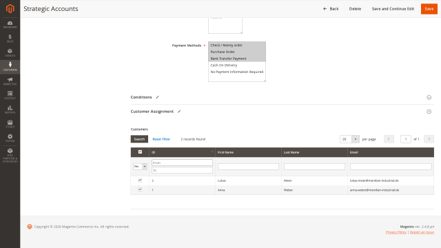Payment Profiles screenshot 4: 04 Payment Profile Customer Assignment