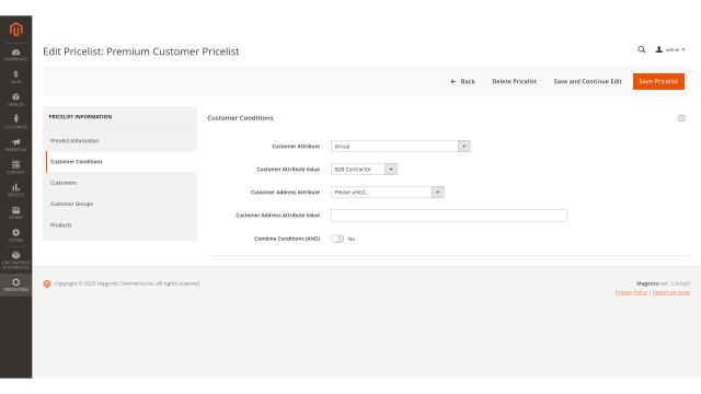 Price Lists screenshot 6: Customer Condition Logic 20260311B