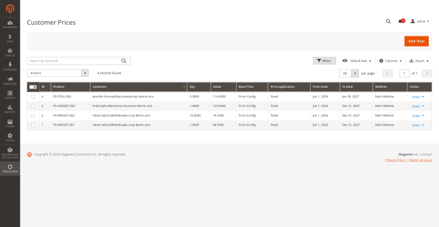 Pricesystem screenshot 2: Pricesystem Admin Customerprice Grid