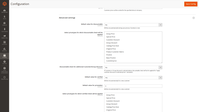 Pricesystem screenshot 6: Pricesystem Config Advanced Settings