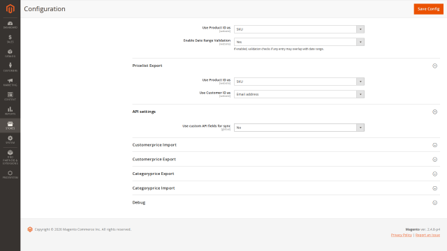 Pricesystem screenshot 16: Pricesystem Config API Settings