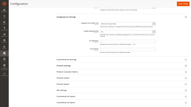 Pricesystem screenshot 10: Pricesystem Config Categoryprice Settings