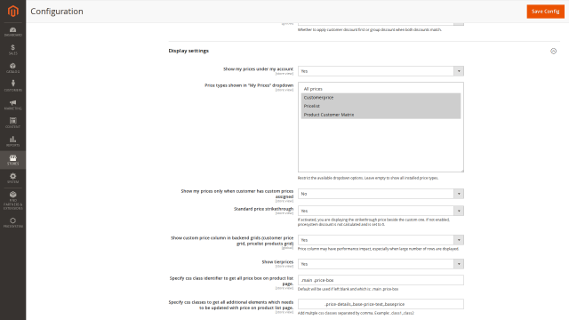 Pricesystem screenshot 8: Pricesystem Config Display Settings