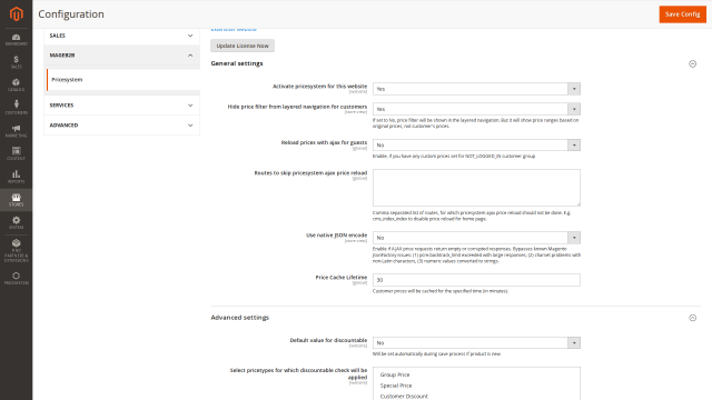 Pricesystem screenshot 5: Pricesystem Config General Settings
