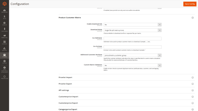 Pricesystem screenshot 13: Pricesystem Config Product Customer Matrix