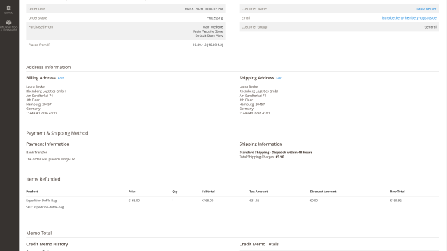 Product Fees screenshot 3: Productfee Admin Creditmemo