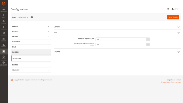 Product Fees screenshot 7: Productfee Config Tax