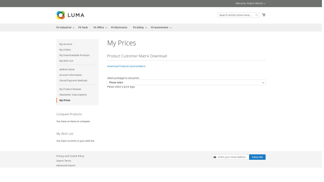 Product-Customer Matrix Prices screenshot 6: Pricesystem Productcustomermatrix Frontend Flow