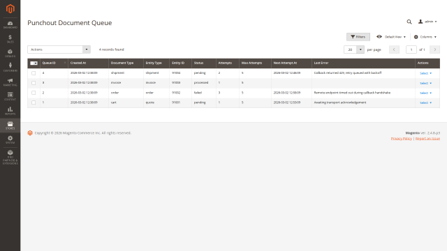 Punchout screenshot 8: Admin Document Queue Overview