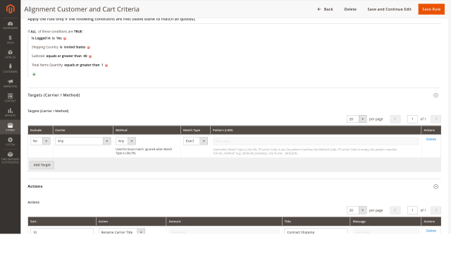 Shipping Conditions screenshot 5: Shipping Conditions Extra Customer Cart Criteria