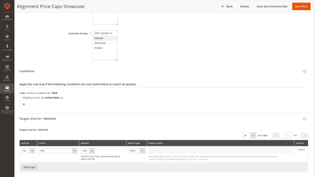 Shipping Conditions screenshot 6: Shipping Conditions Extra Price Actions Cap Min